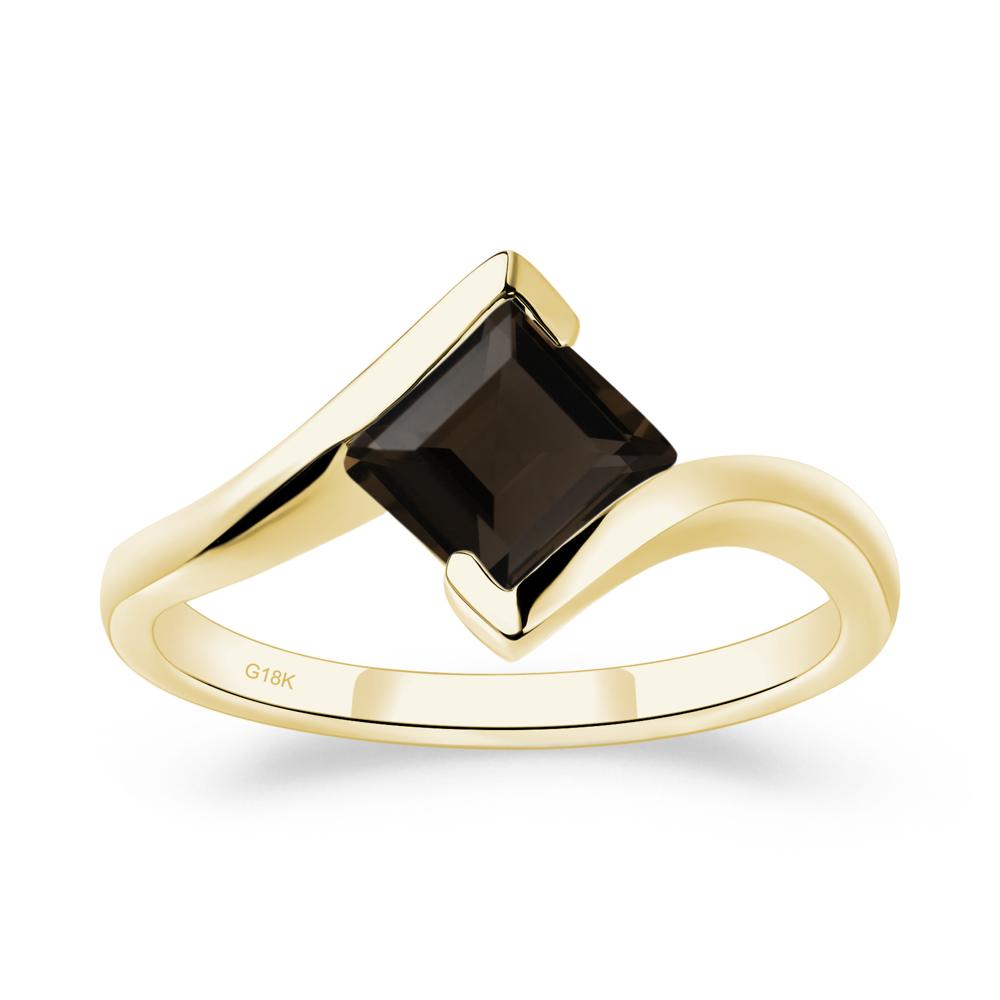 Smoky Quartz Tension Setting Ring - LUO Jewelry #metal_18k yellow gold