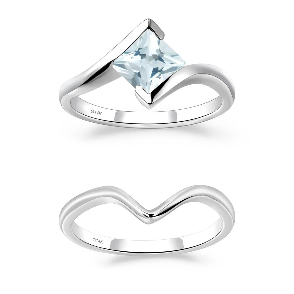 Aquamarine Tension Engagement Ring - LUO Jewelry #metal_xxxxx