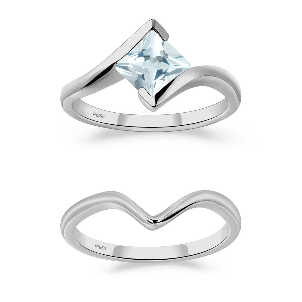 Aquamarine Tension Engagement Ring - LUO Jewelry #metal_xxxxx