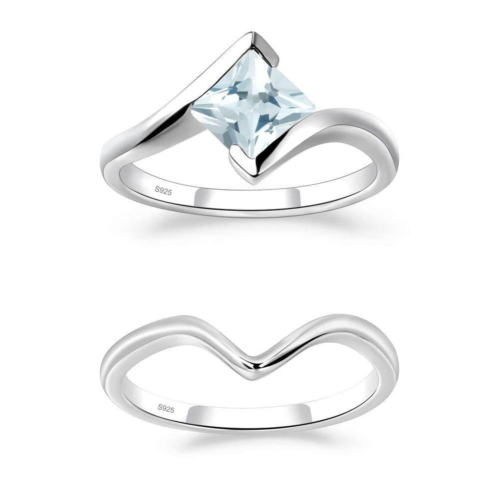 Aquamarine Tension Engagement Ring - LUO Jewelry #metal_xxxxx