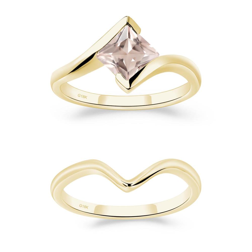 Princess Cut Morganite Bypass Ring - LUO Jewelry #metal_xxxxx