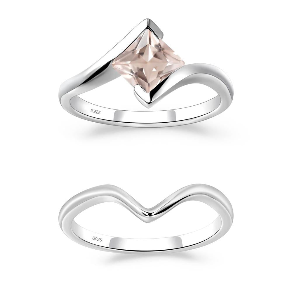 Princess Cut Morganite Bypass Ring - LUO Jewelry #metal_xxxxx