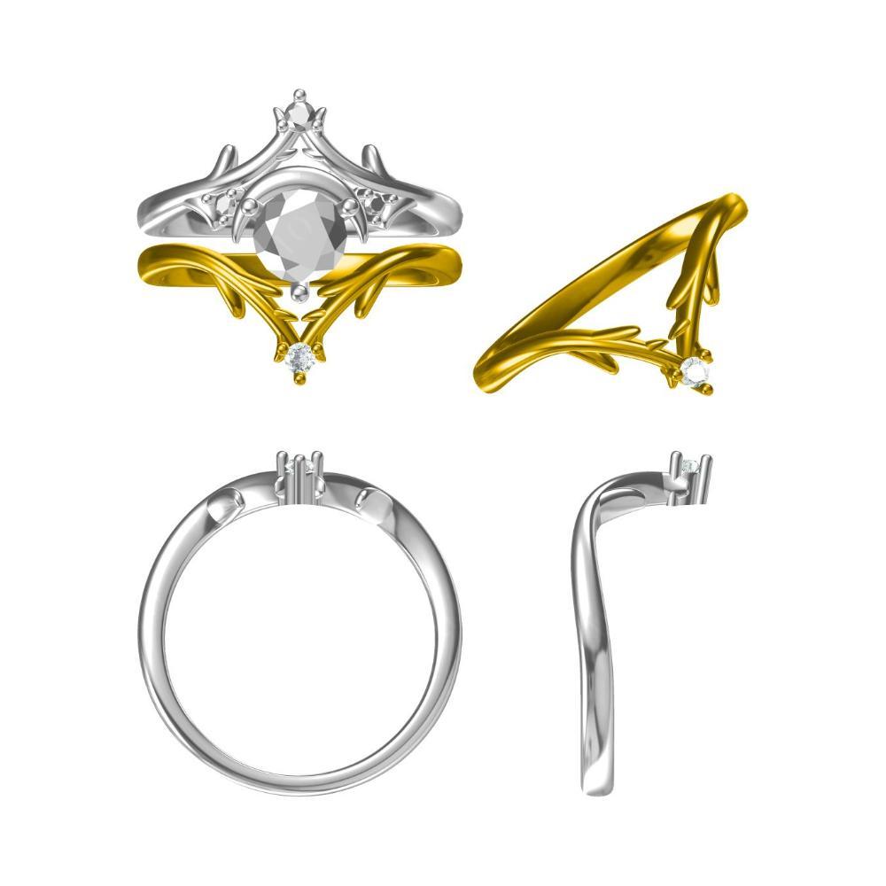 Emerald Moon and Star Ring - LUO Jewelry