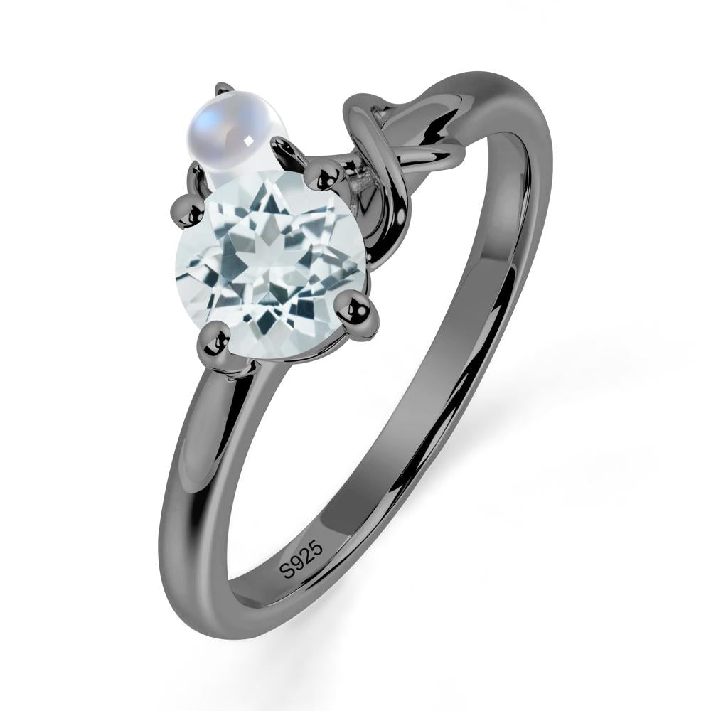 Petite Aquamarine Infinity Engagement Ring - LUO Jewelry #metal_black finish sterling silver
