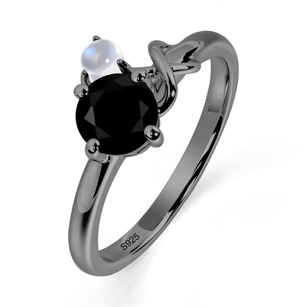 Black Spinel Infinity Symbol Ring - LUO Jewelry #metal_black finish sterling silver