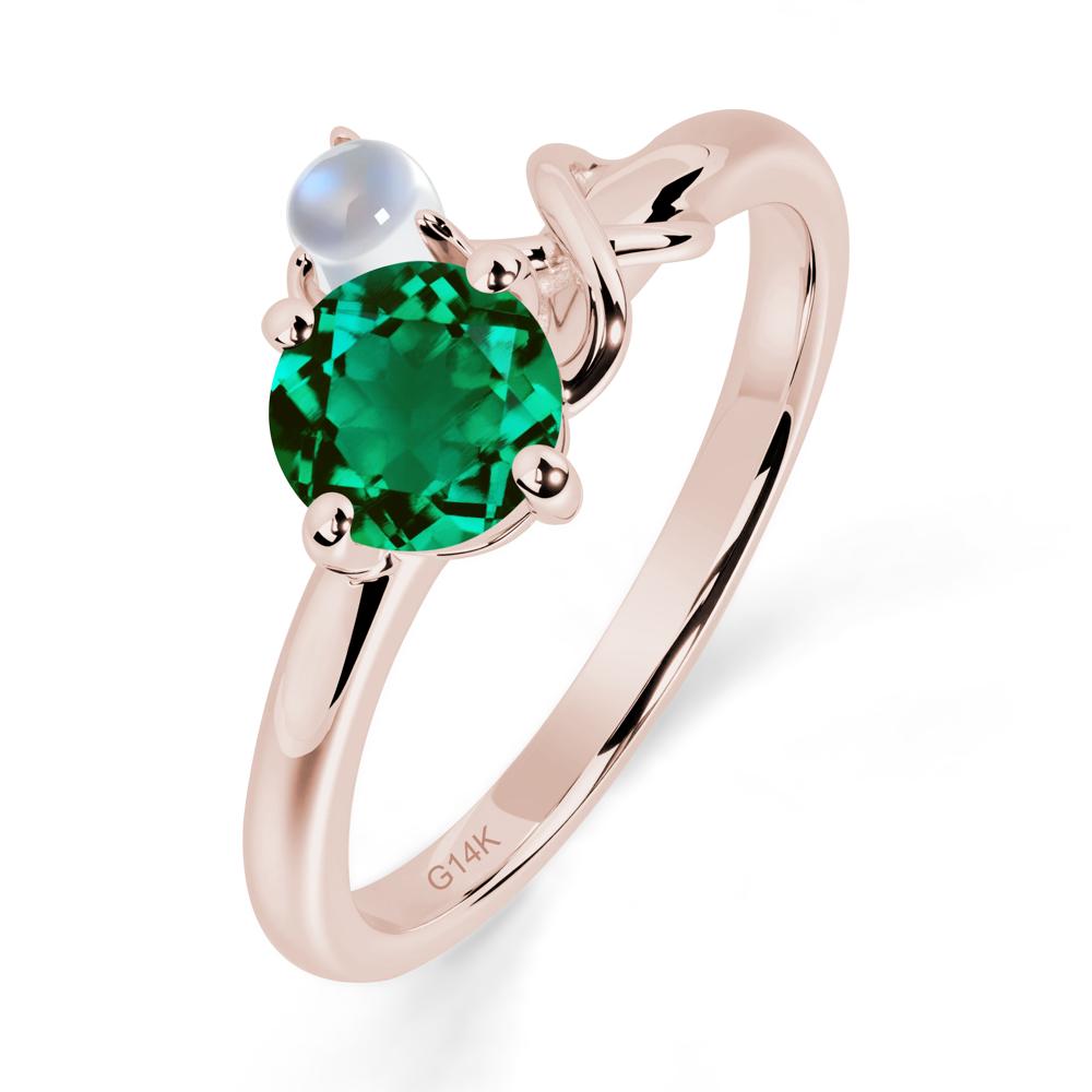 Emerald and Moonstone Infinity Knot Ring - LUO Jewelry #metal_14k rose gold