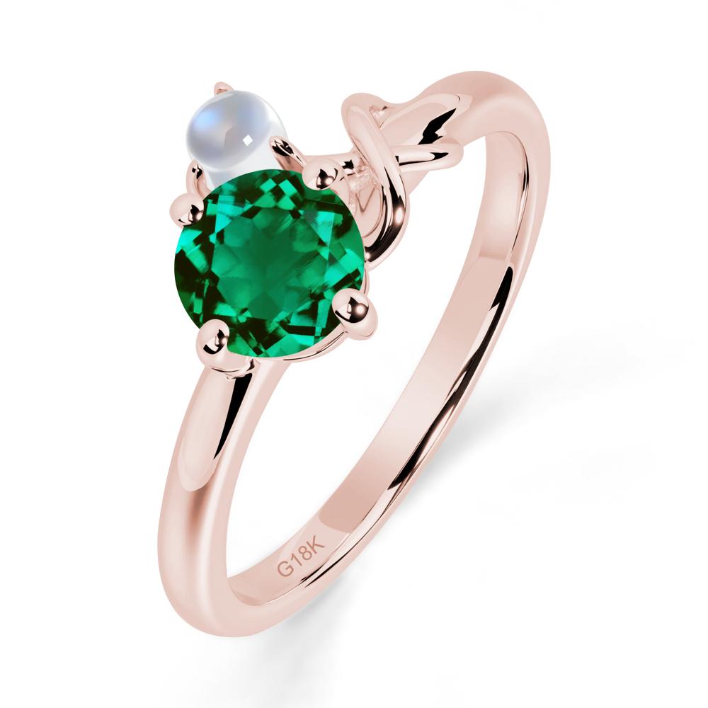 Emerald and Moonstone Infinity Knot Ring - LUO Jewelry #metal_18k rose gold