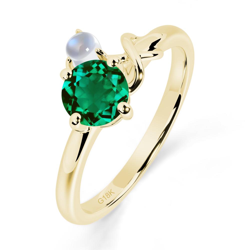 Emerald and Moonstone Infinity Knot Ring - LUO Jewelry #metal_18k yellow gold