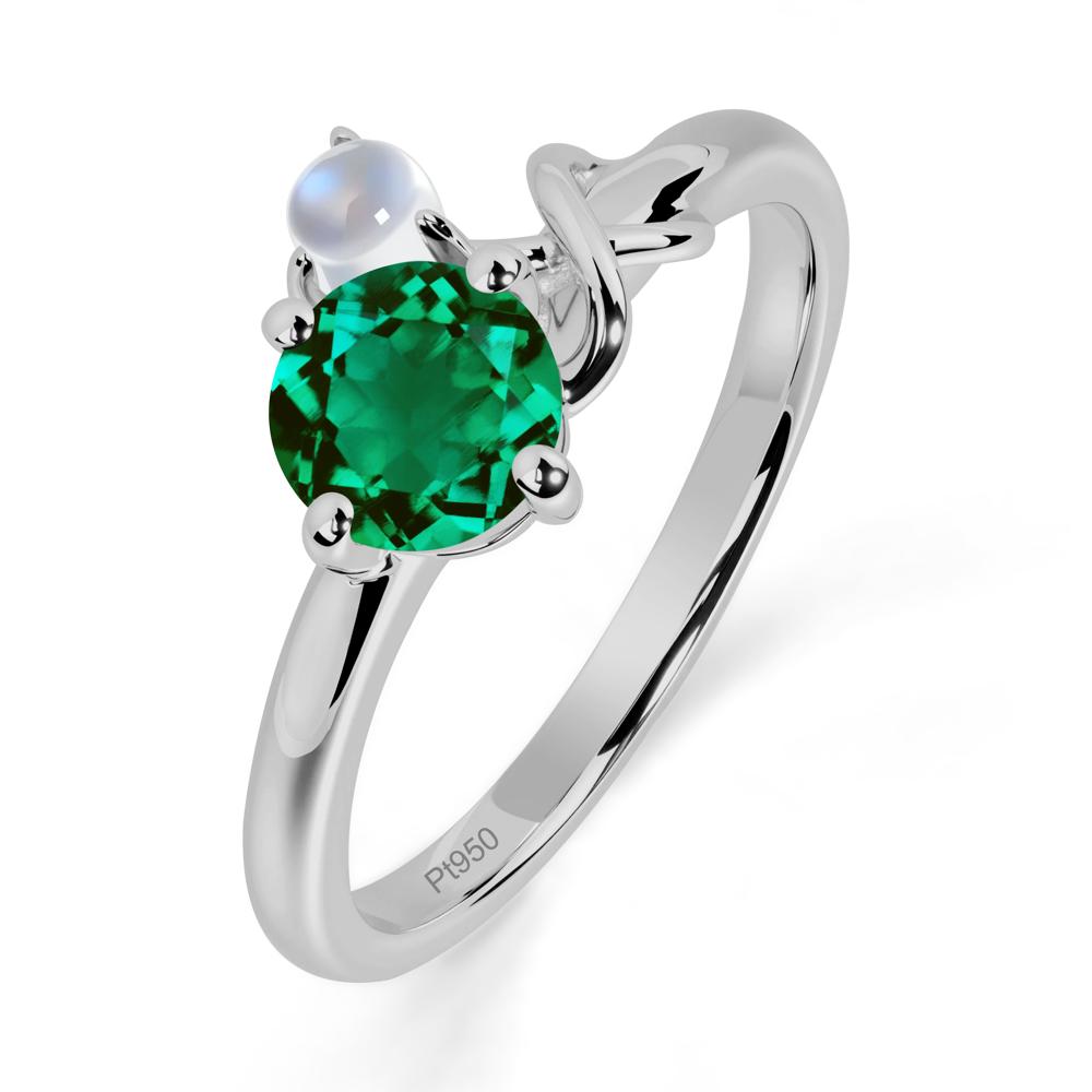 Emerald and Moonstone Infinity Knot Ring - LUO Jewelry #metal_platinum
