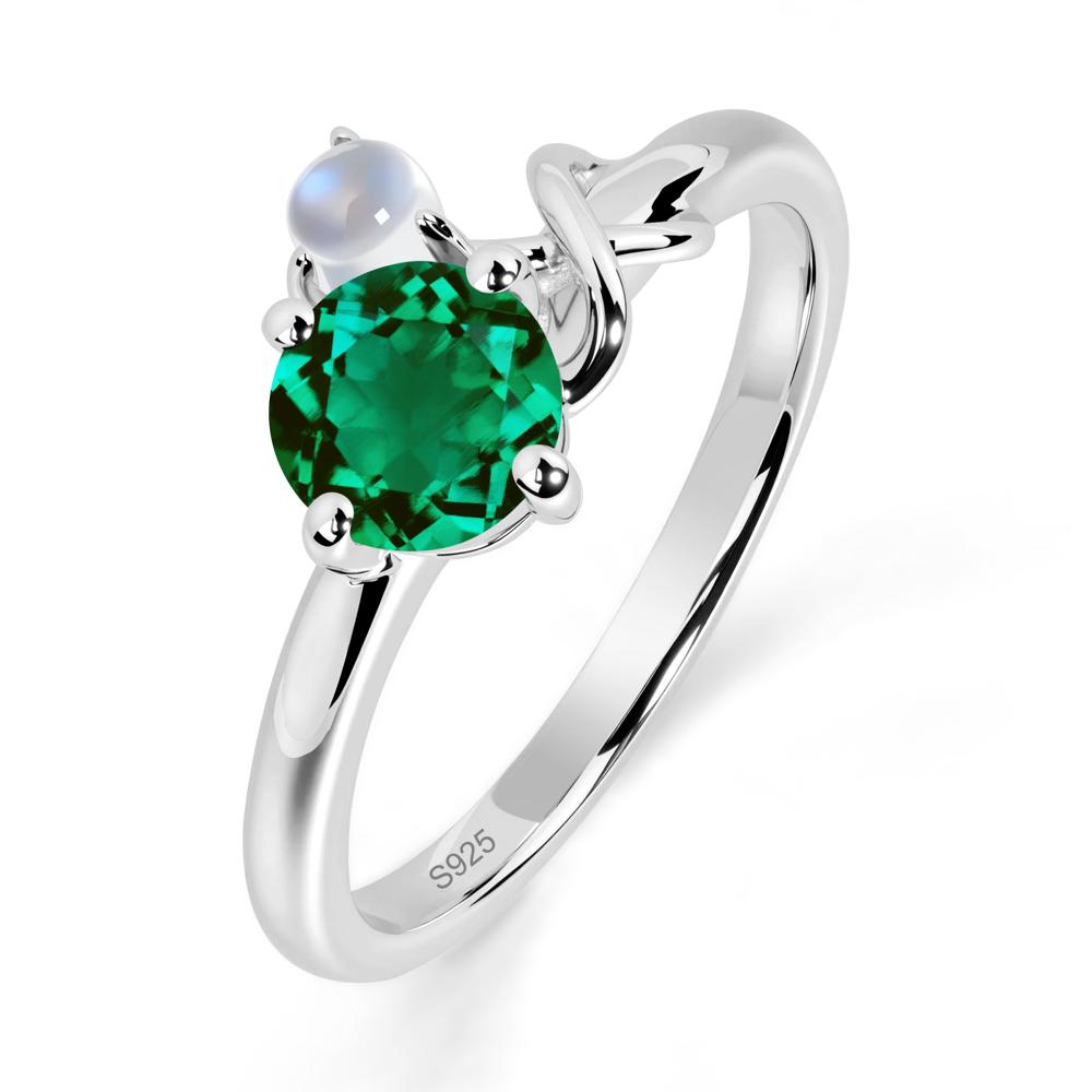 Emerald and Moonstone Infinity Knot Ring - LUO Jewelry #metal_sterling silver