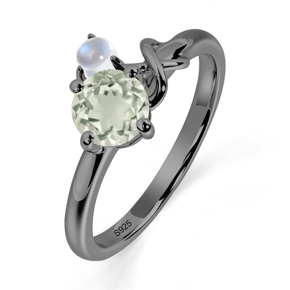 Green Amethyst Infinity Symbol Ring - LUO Jewelry #metal_black finish sterling silver