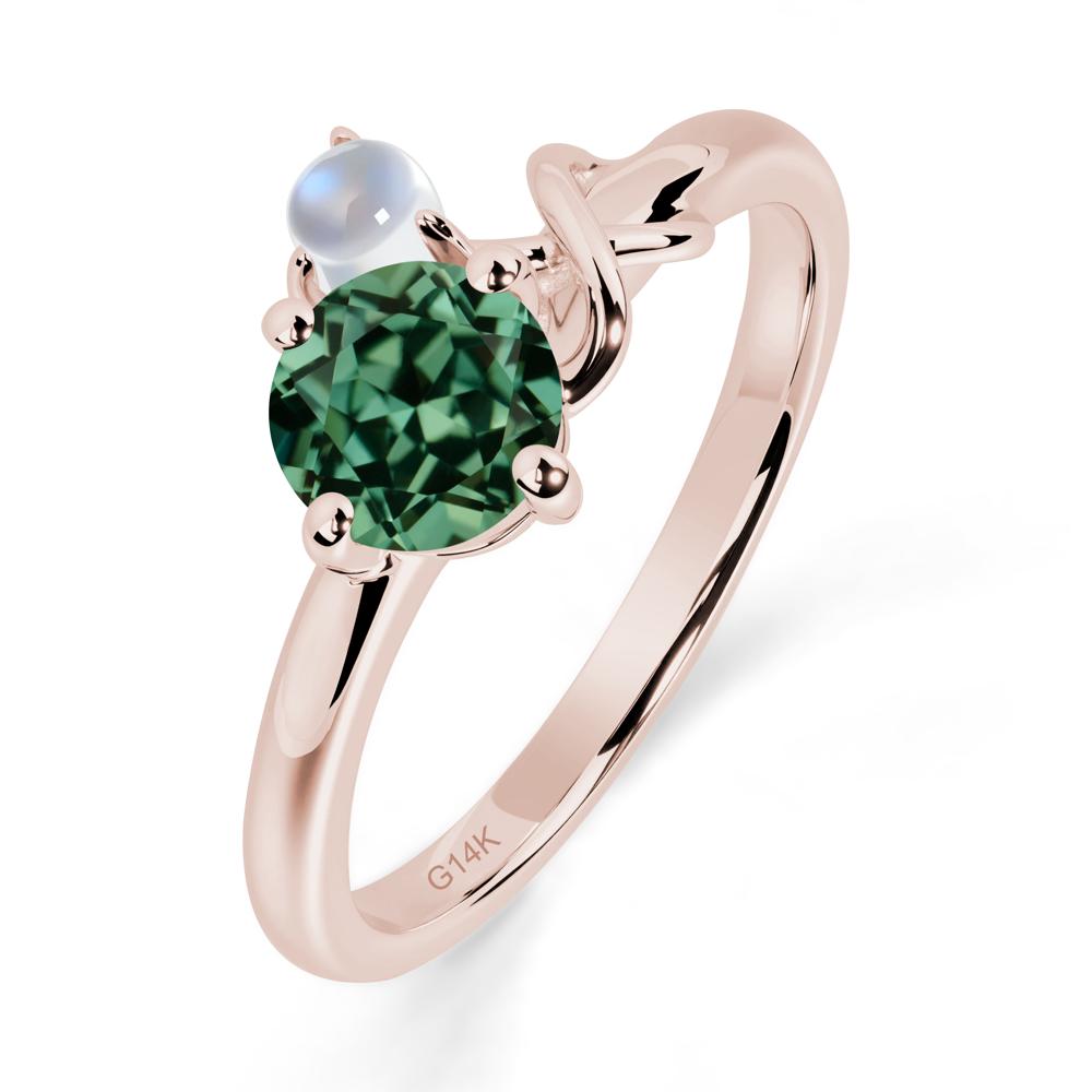 Green Sapphire and Moonstone Infinity Knot Ring - LUO Jewelry #metal_14k rose gold