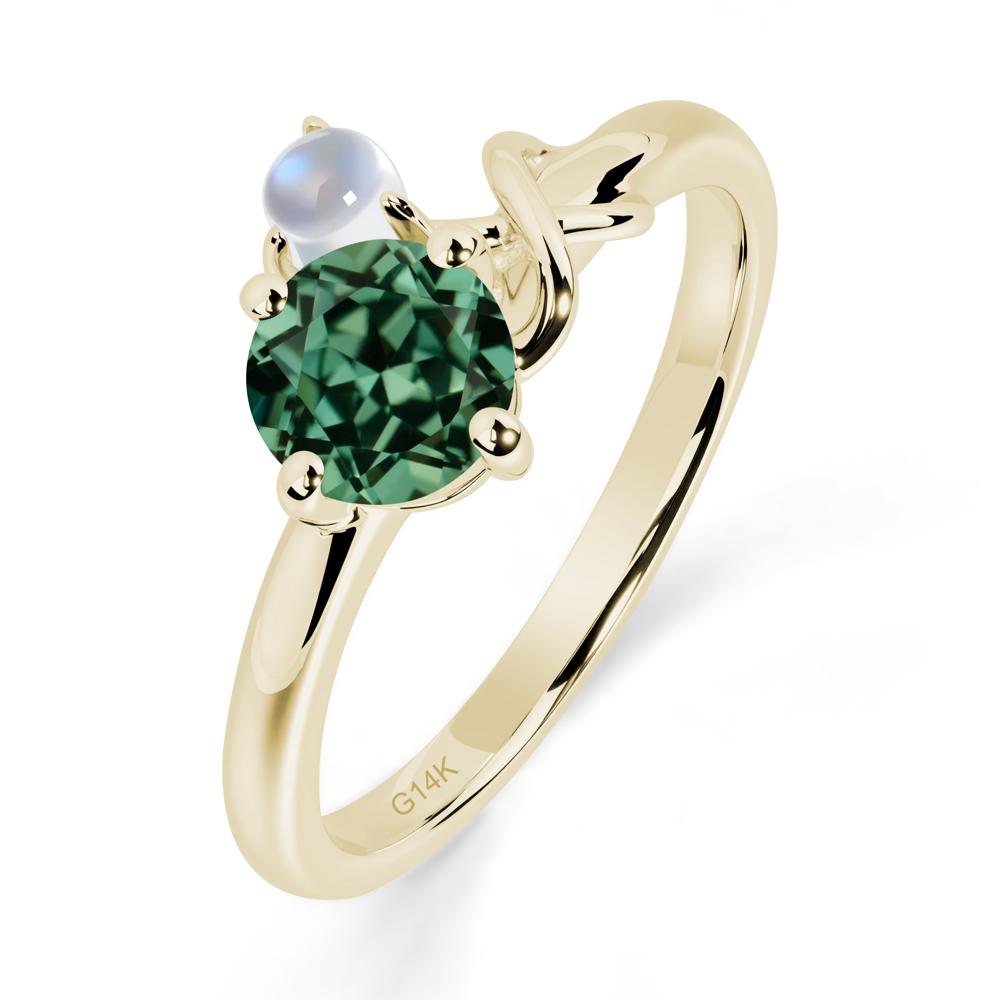 Green Sapphire and Moonstone Infinity Knot Ring - LUO Jewelry #metal_14k yellow gold