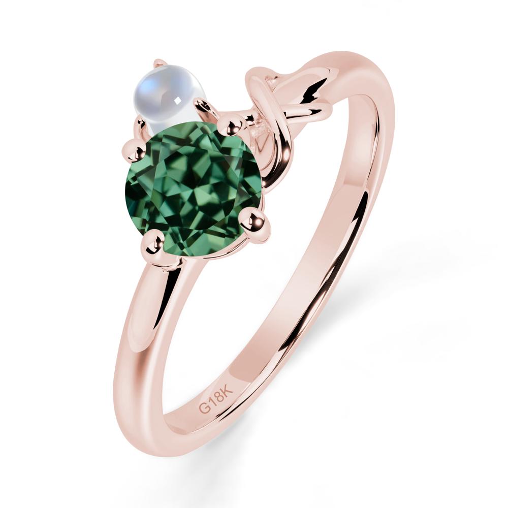 Green Sapphire and Moonstone Infinity Knot Ring - LUO Jewelry #metal_18k rose gold