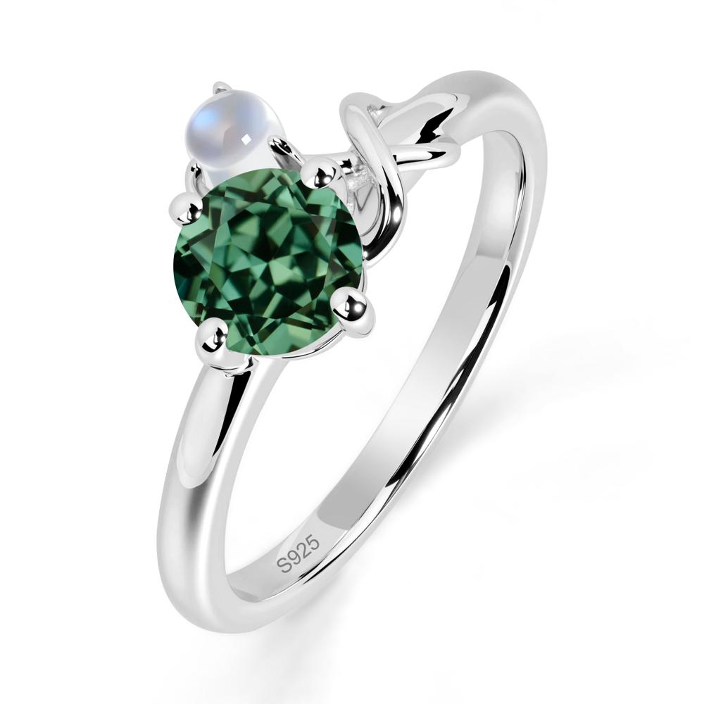 Green Sapphire and Moonstone Infinity Knot Ring - LUO Jewelry #metal_sterling silver
