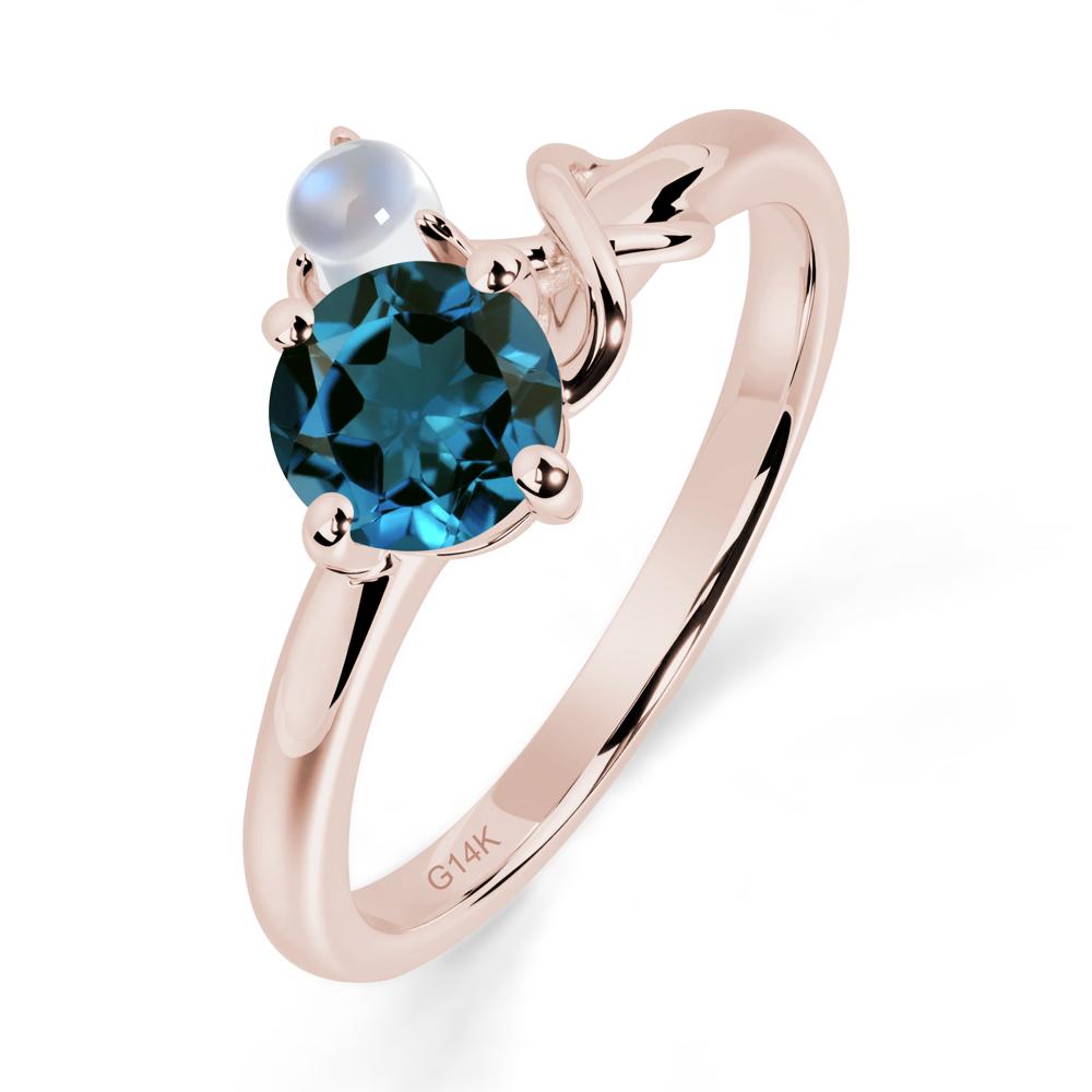 London Blue Topaz and Moonstone Infinity Knot Ring - LUO Jewelry #metal_14k rose gold