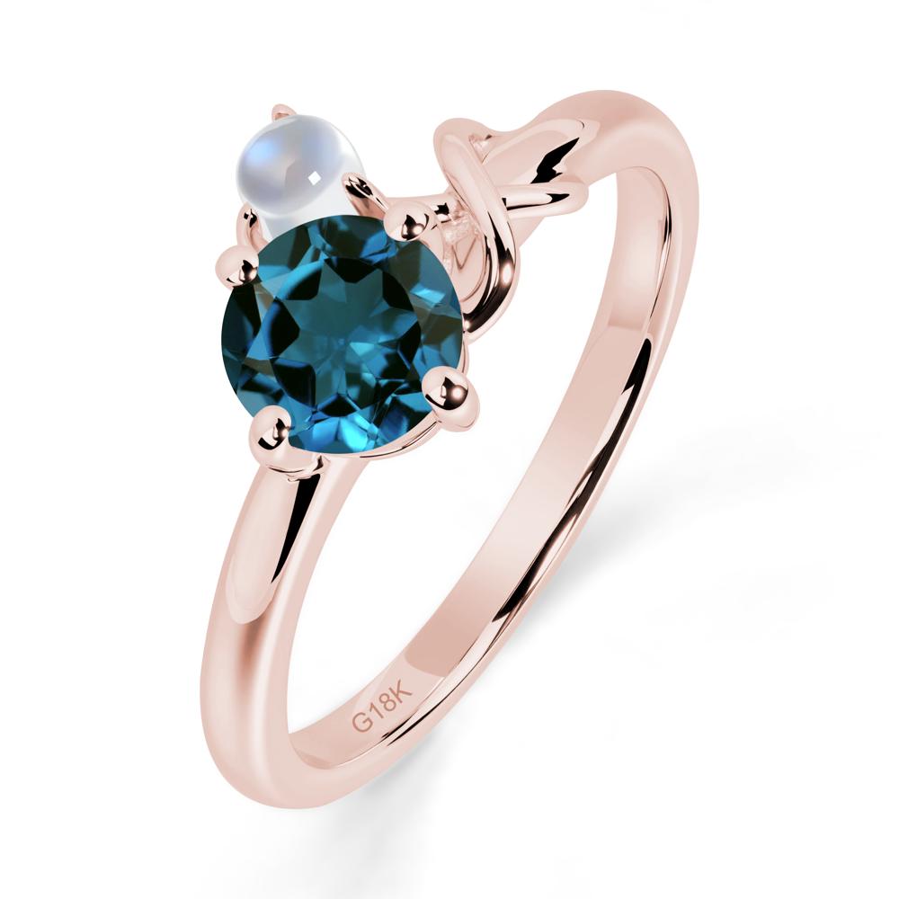 London Blue Topaz and Moonstone Infinity Knot Ring - LUO Jewelry #metal_18k rose gold