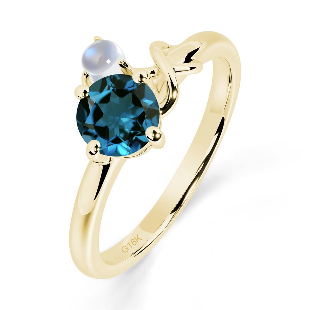 London Blue Topaz and Moonstone Infinity Knot Ring - LUO Jewelry #metal_18k yellow gold