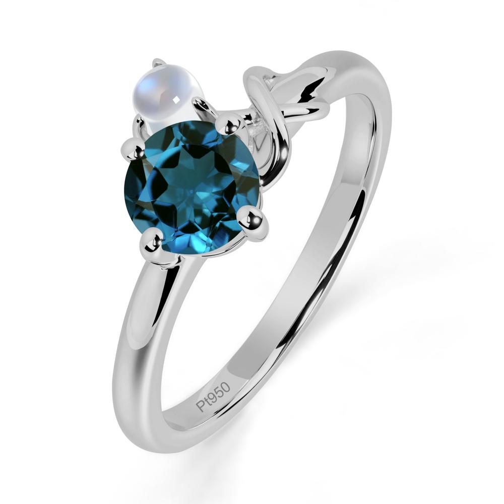 London Blue Topaz and Moonstone Infinity Knot Ring - LUO Jewelry #metal_platinum