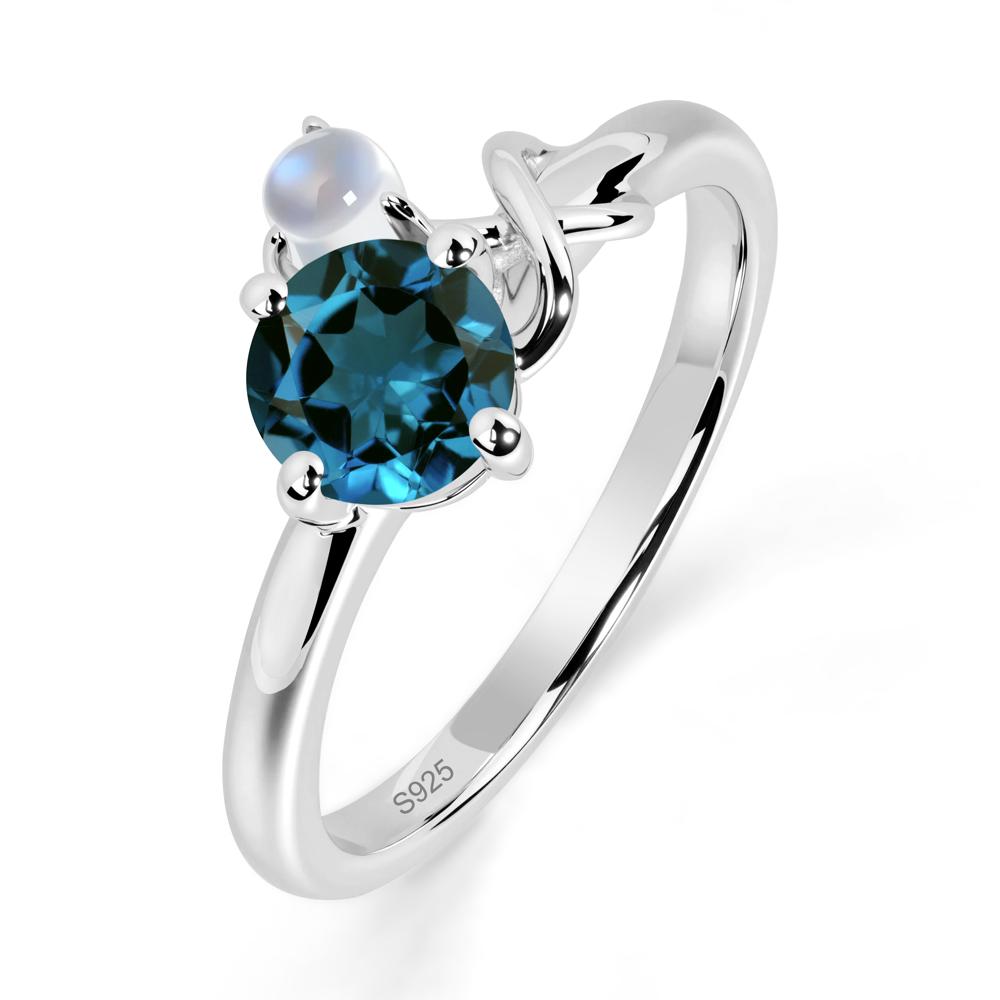 London Blue Topaz and Moonstone Infinity Knot Ring - LUO Jewelry #metal_sterling silver