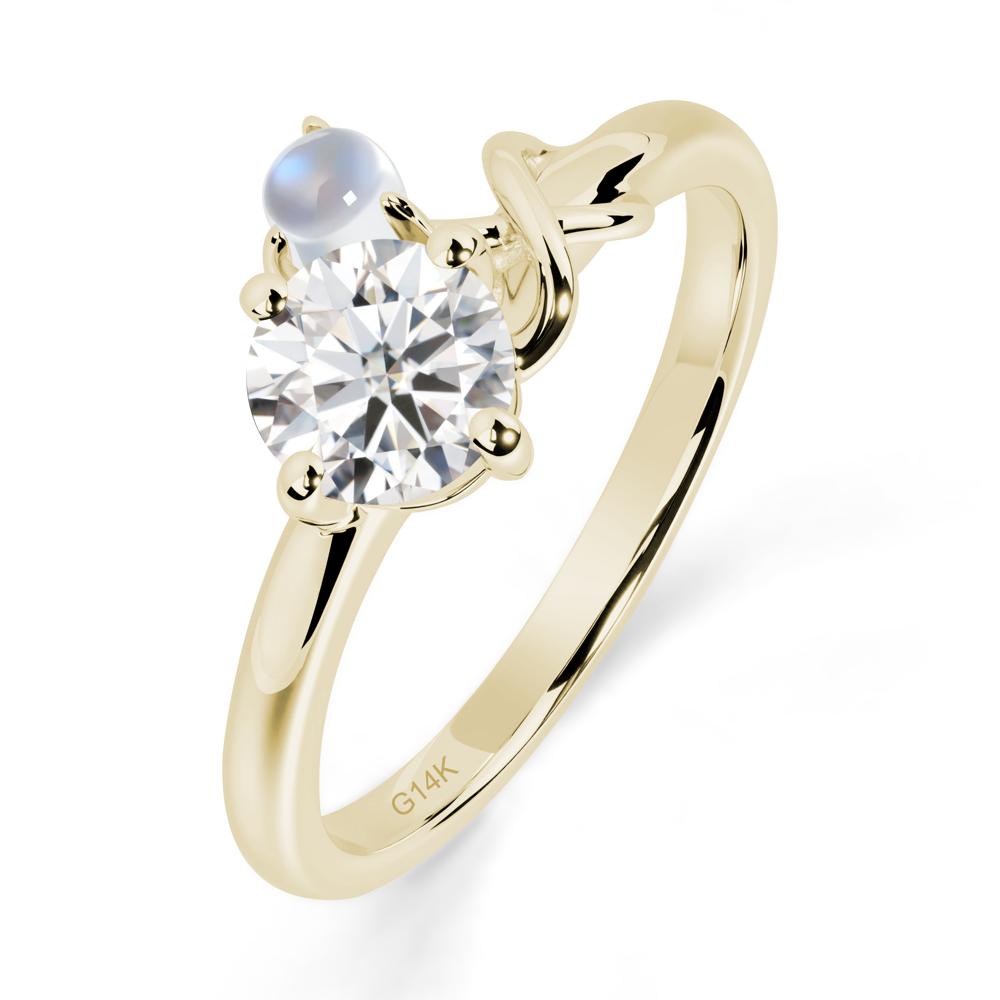 Moissanite and Moonstone Infinity Knot Ring - LUO Jewelry #metal_14k yellow gold