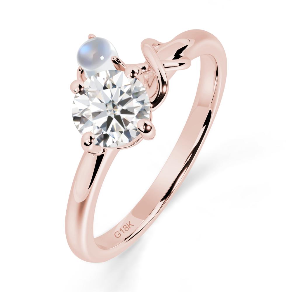 Moissanite and Moonstone Infinity Knot Ring - LUO Jewelry #metal_18k rose gold