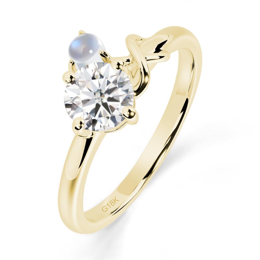 Moissanite and Moonstone Infinity Knot Ring - LUO Jewelry #metal_18k yellow gold