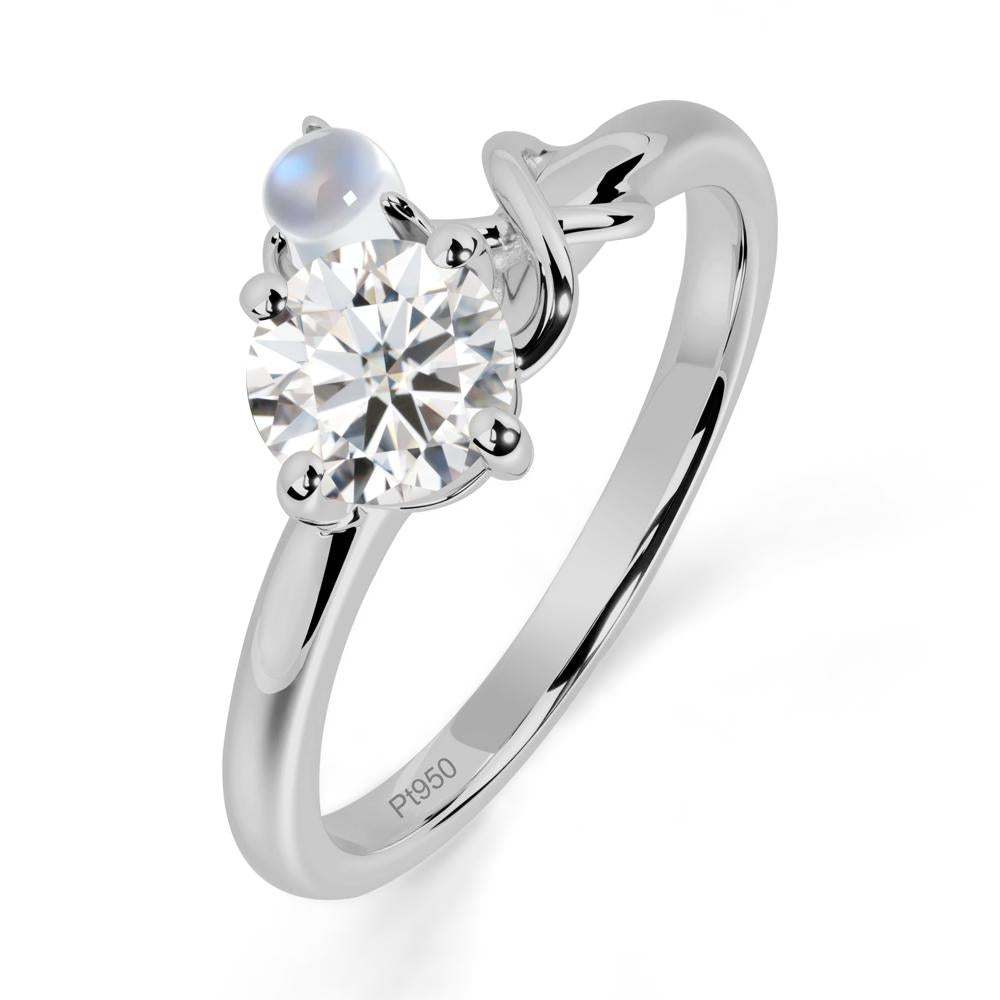 Moissanite and Moonstone Infinity Knot Ring - LUO Jewelry #metal_platinum