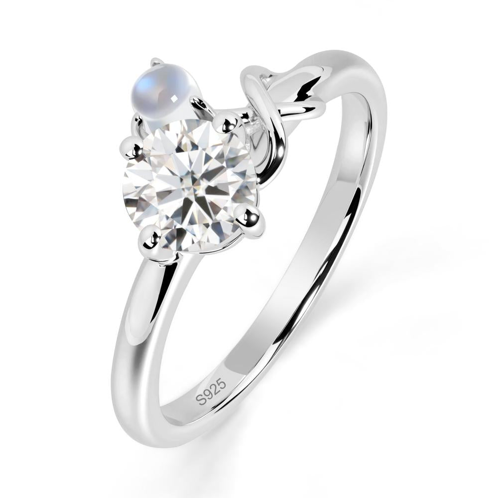 Moissanite and Moonstone Infinity Knot Ring - LUO Jewelry #metal_sterling silver