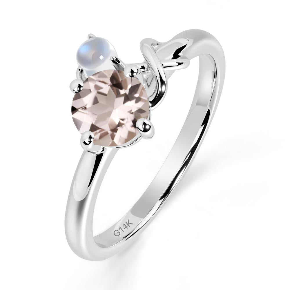 Morganite and Moonstone Infinity Knot Ring - LUO Jewelry #metal_14k white gold