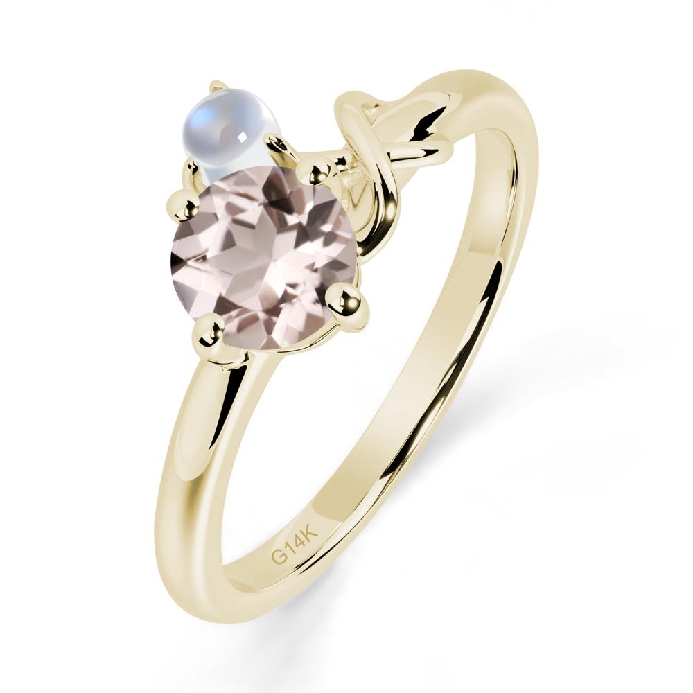 Morganite and Moonstone Infinity Knot Ring - LUO Jewelry #metal_14k yellow gold