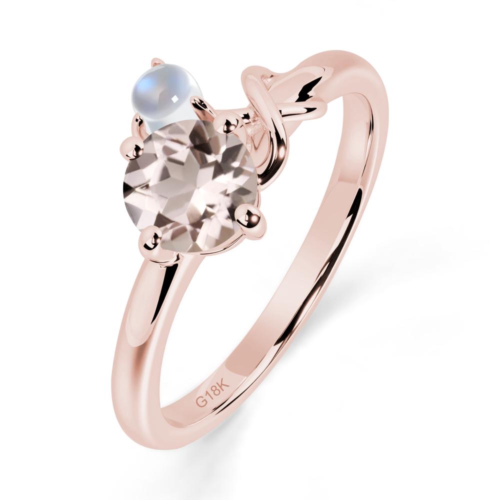Morganite and Moonstone Infinity Knot Ring - LUO Jewelry #metal_18k rose gold