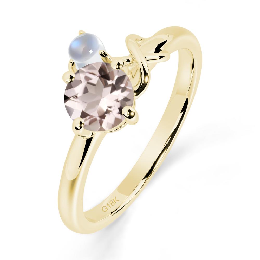 Morganite and Moonstone Infinity Knot Ring - LUO Jewelry #metal_18k yellow gold