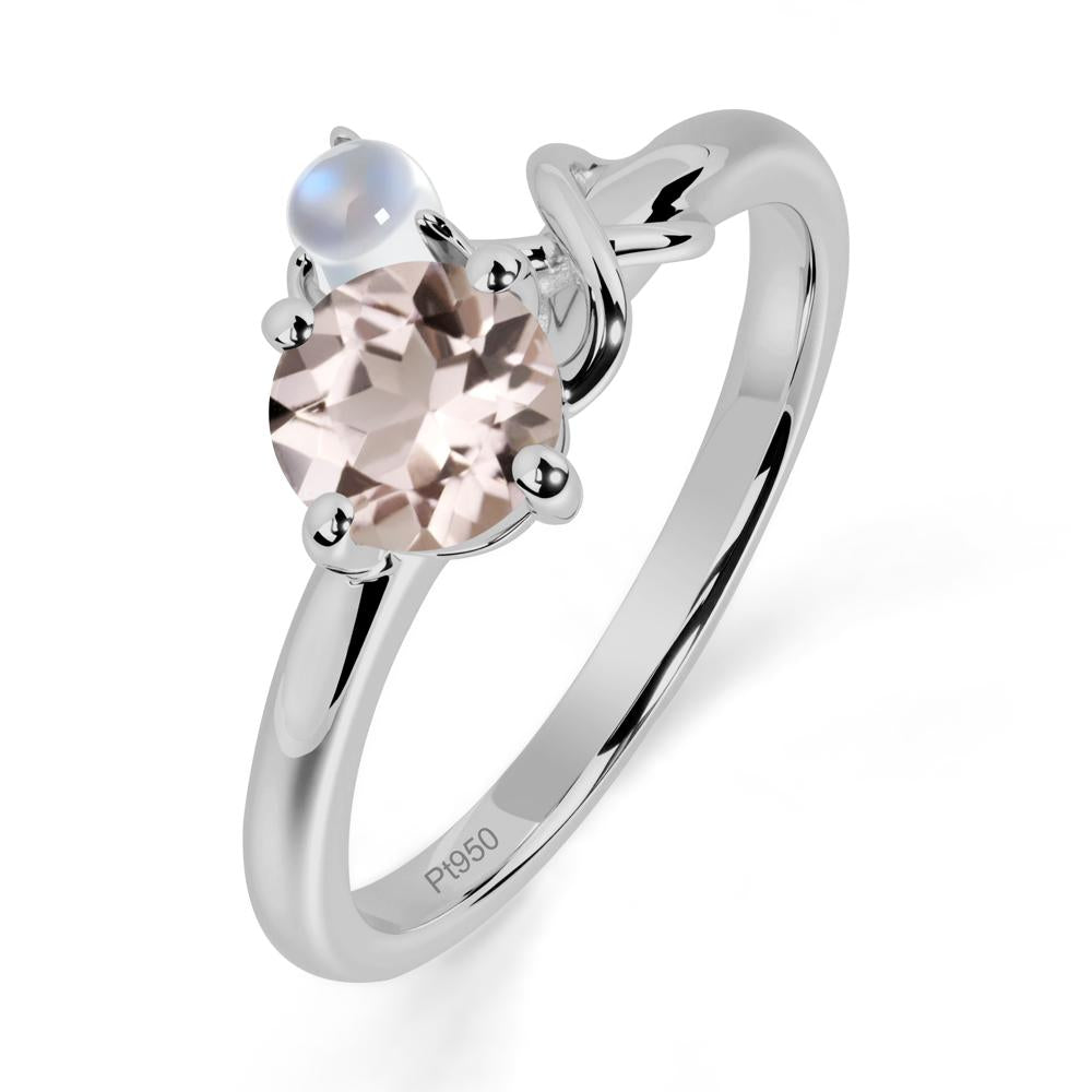 Morganite and Moonstone Infinity Knot Ring - LUO Jewelry #metal_platinum