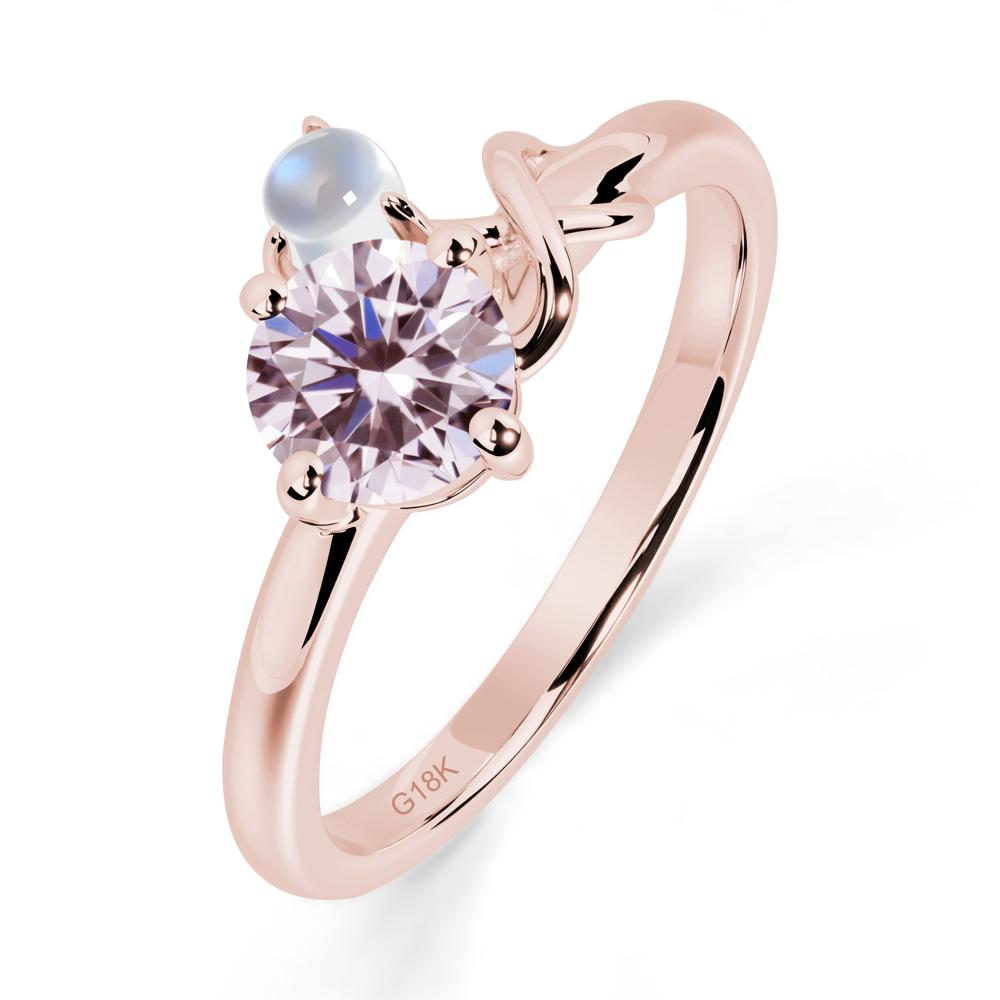 Pink Cubic Zirconia and Moonstone Infinity Knot Ring - LUO Jewelry #metal_18k rose gold