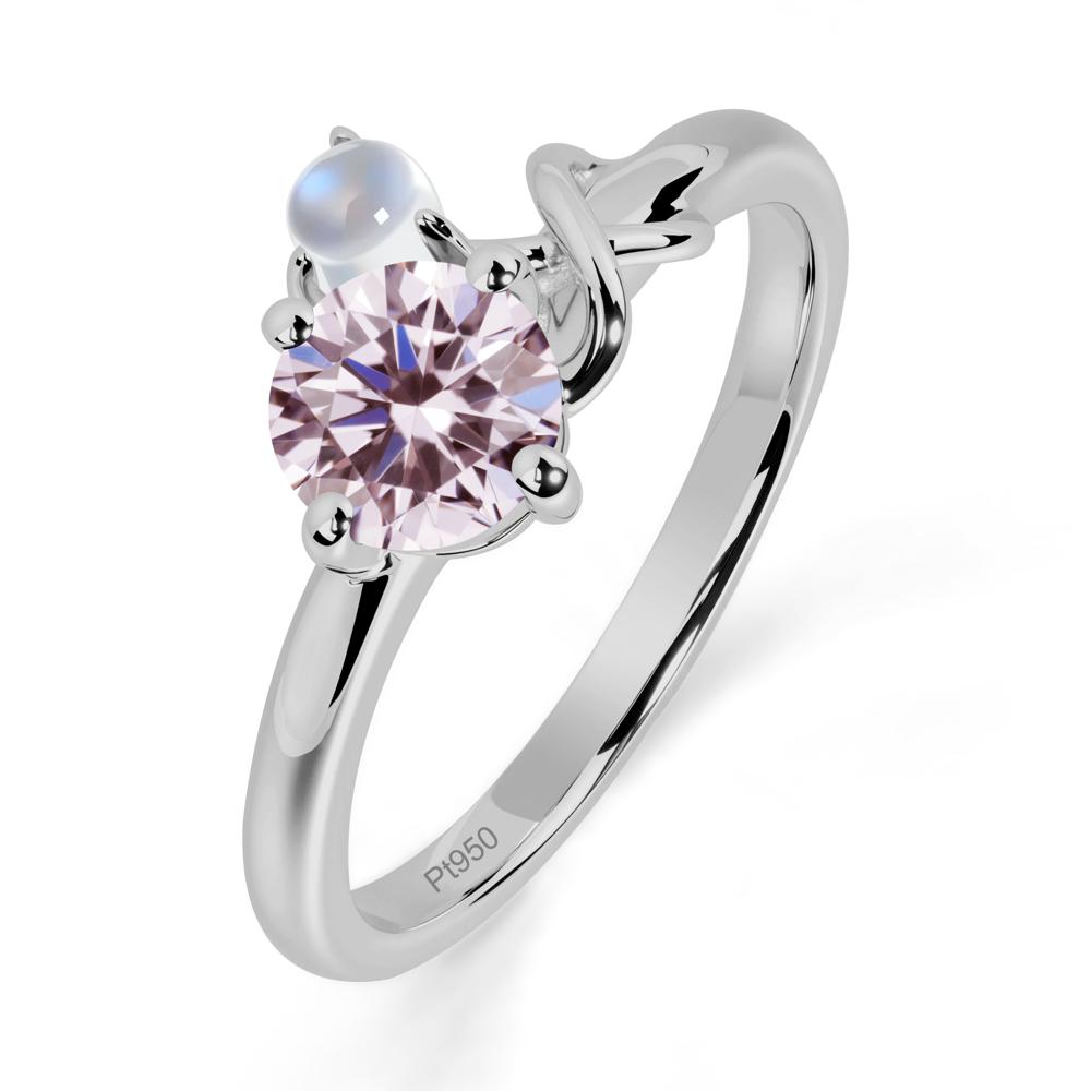 Pink Cubic Zirconia and Moonstone Infinity Knot Ring - LUO Jewelry #metal_platinum