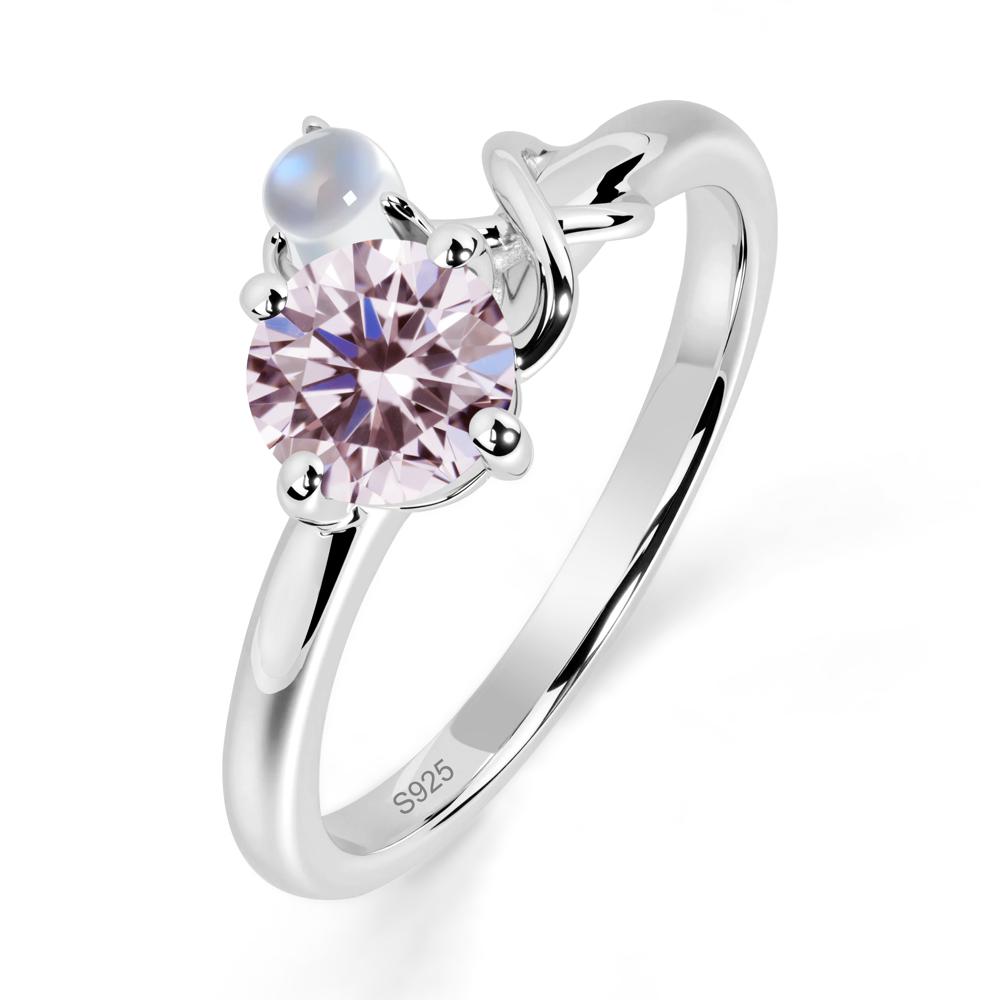 Pink Cubic Zirconia and Moonstone Infinity Knot Ring - LUO Jewelry #metal_sterling silver