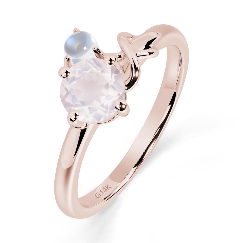 Rose Quartz and Moonstone Infinity Knot Ring - LUO Jewelry #metal_14k rose gold