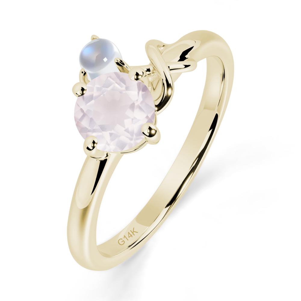 Rose Quartz and Moonstone Infinity Knot Ring - LUO Jewelry #metal_14k yellow gold