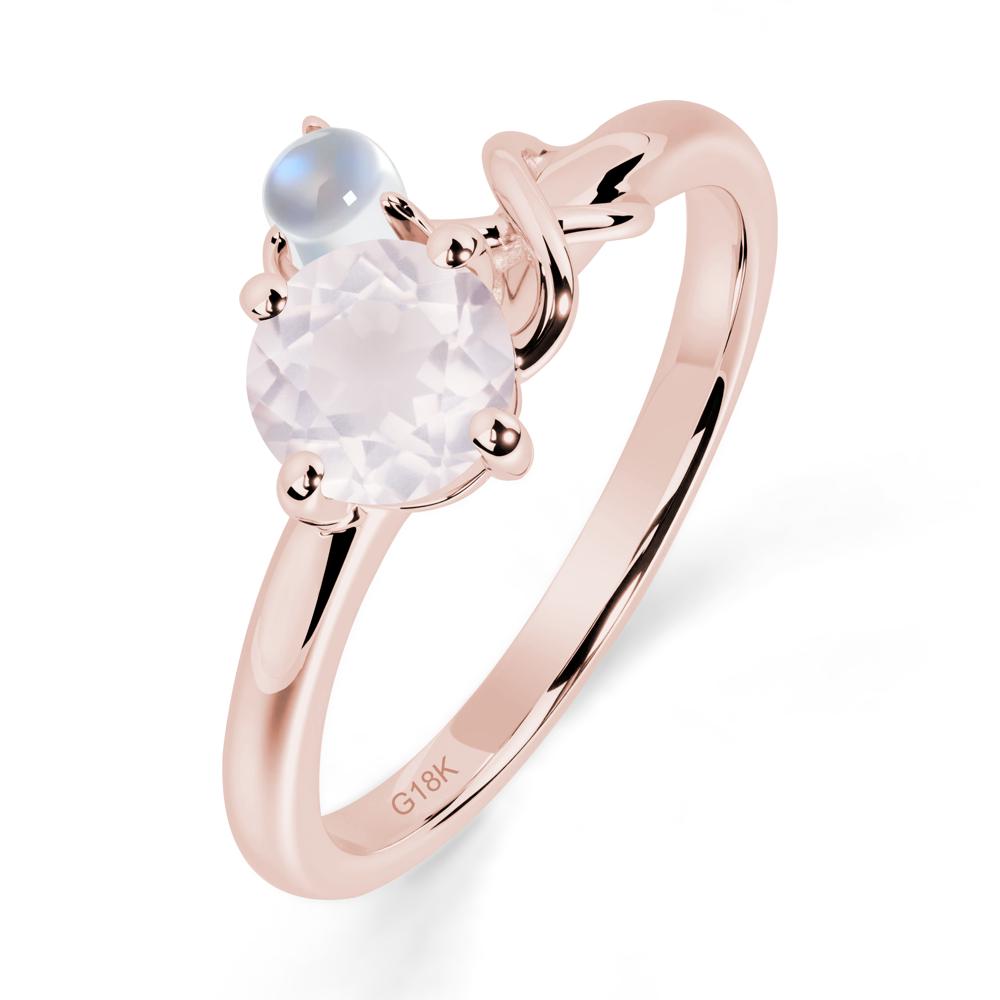Rose Quartz and Moonstone Infinity Knot Ring - LUO Jewelry #metal_18k rose gold