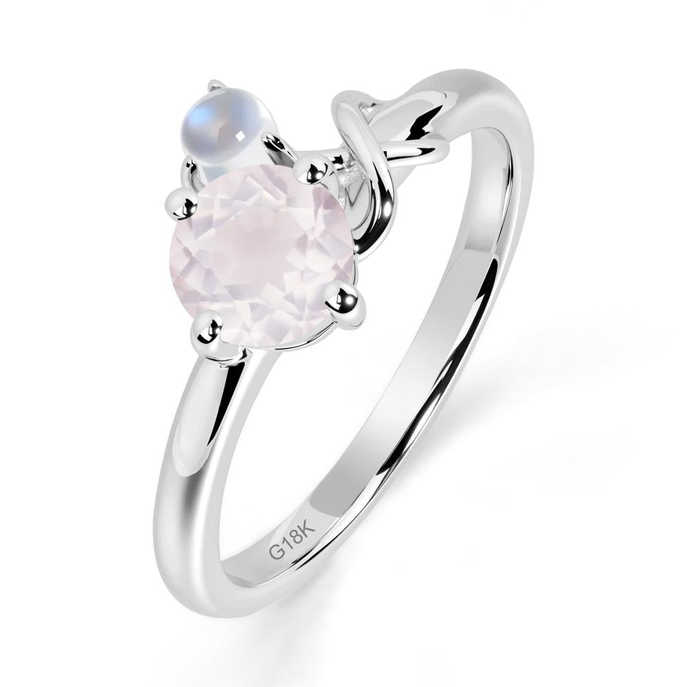 Rose Quartz and Moonstone Infinity Knot Ring - LUO Jewelry #metal_18k white gold