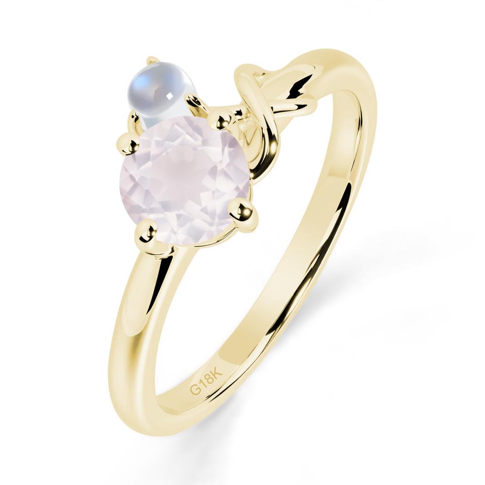 Rose Quartz and Moonstone Infinity Knot Ring - LUO Jewelry #metal_18k yellow gold