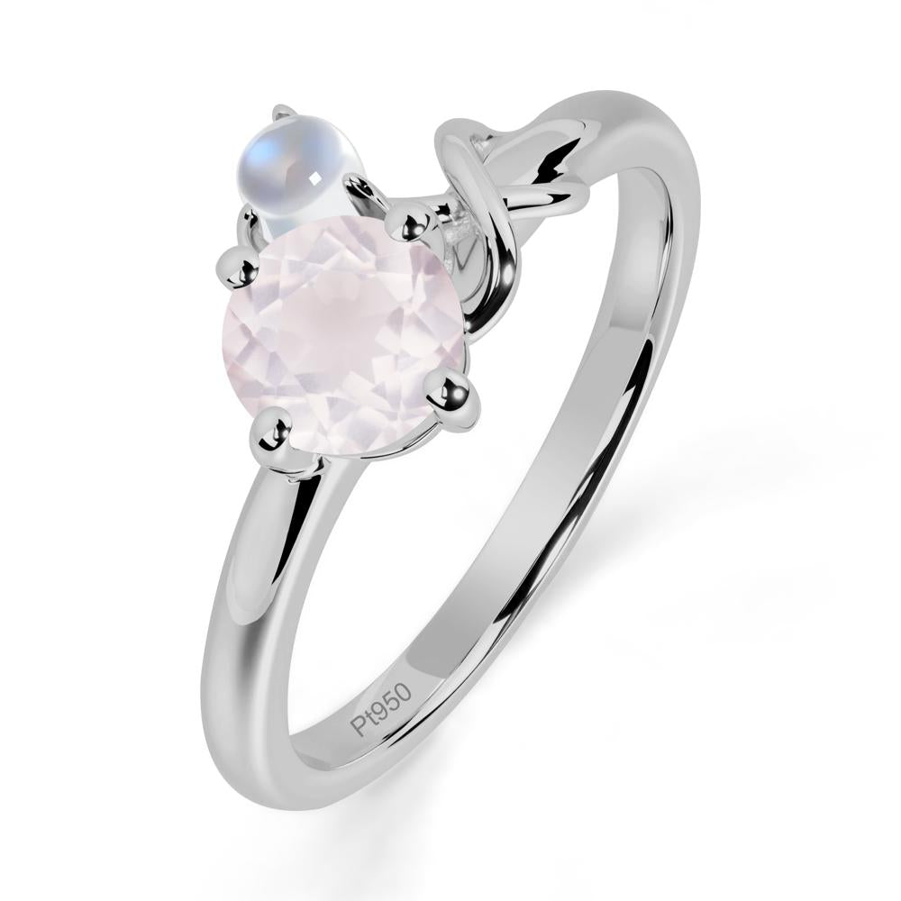 Rose Quartz and Moonstone Infinity Knot Ring - LUO Jewelry #metal_platinum