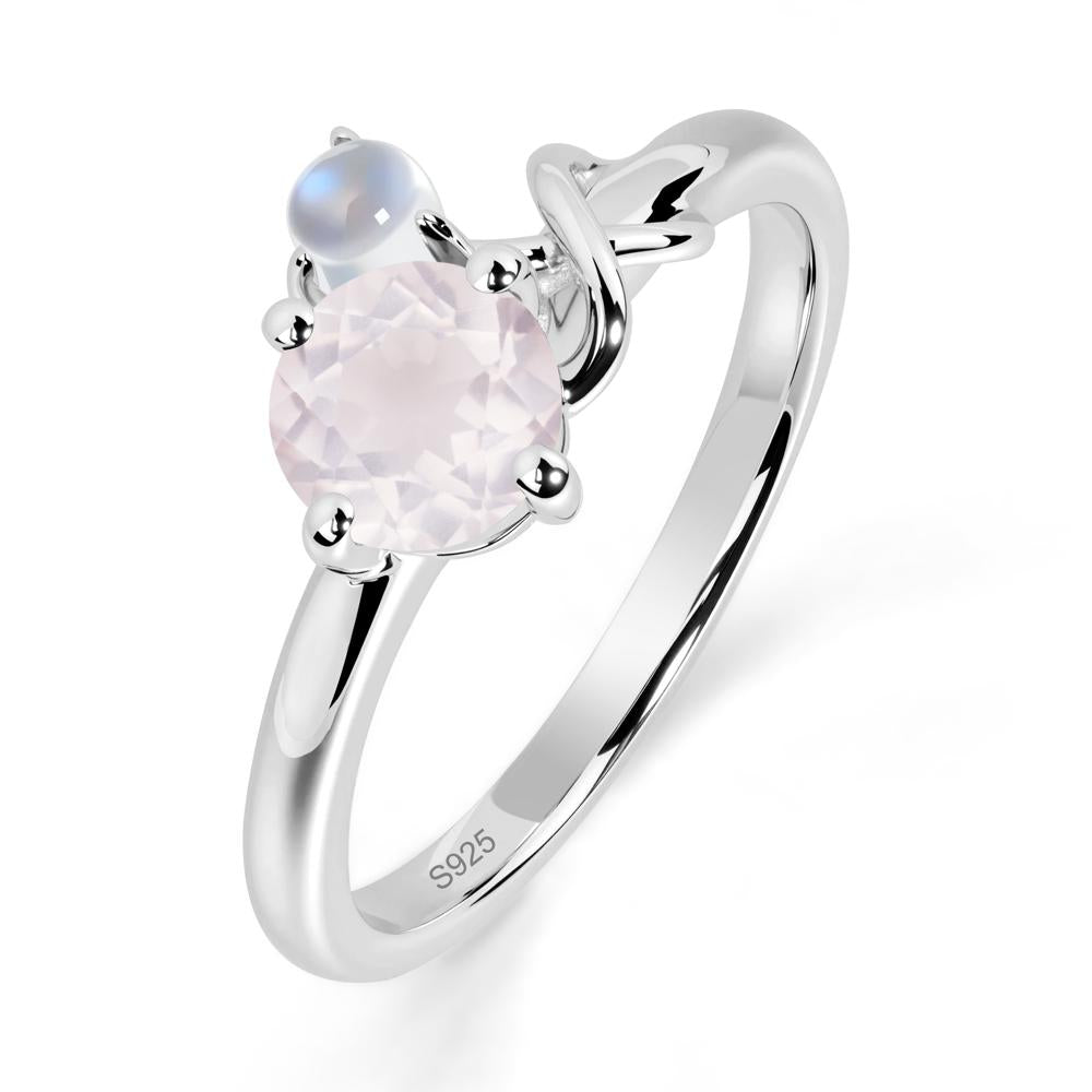 Rose Quartz and Moonstone Infinity Knot Ring - LUO Jewelry #metal_sterling silver