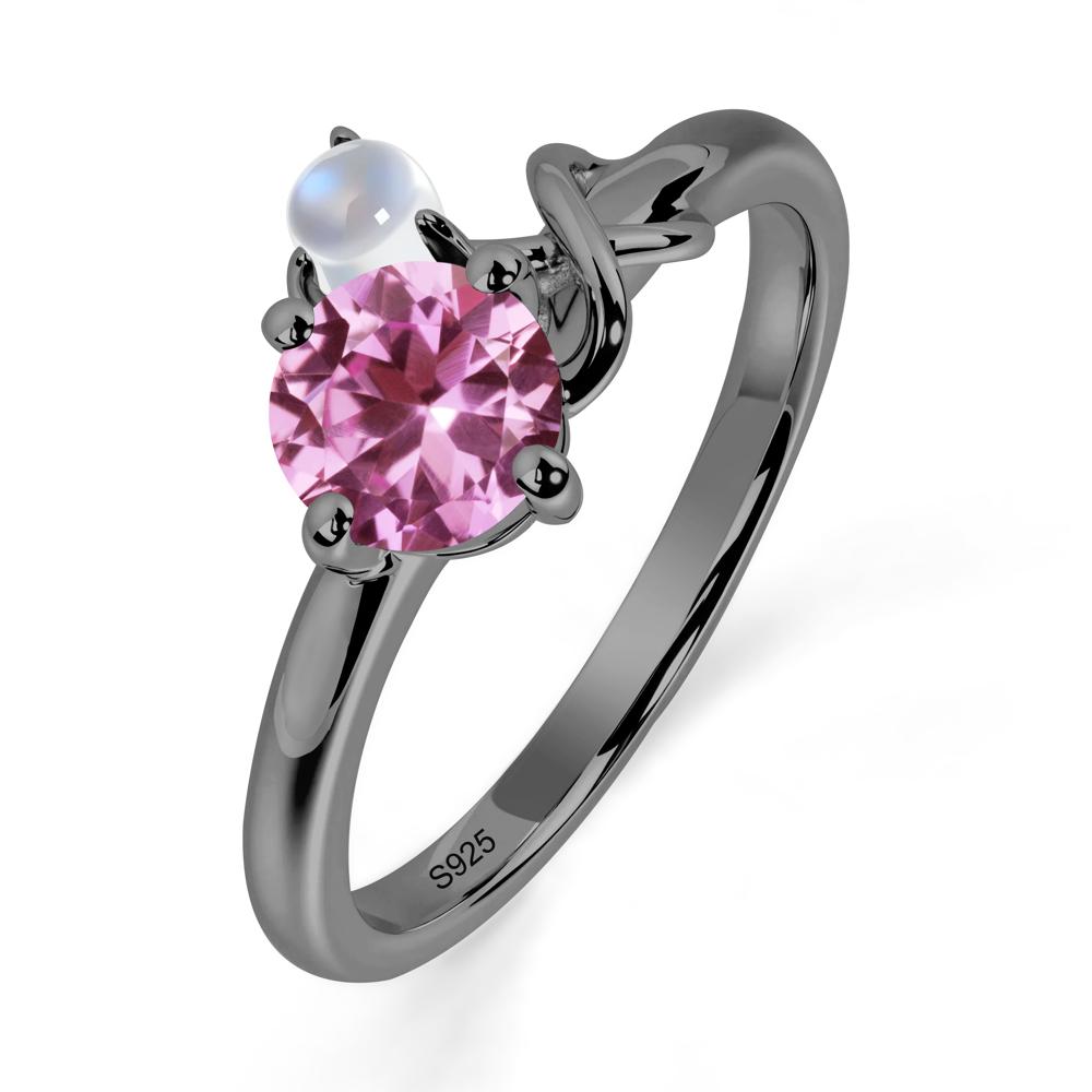 Petite Pink Sapphire Infinity Engagement Ring - LUO Jewelry #metal_black finish sterling silver