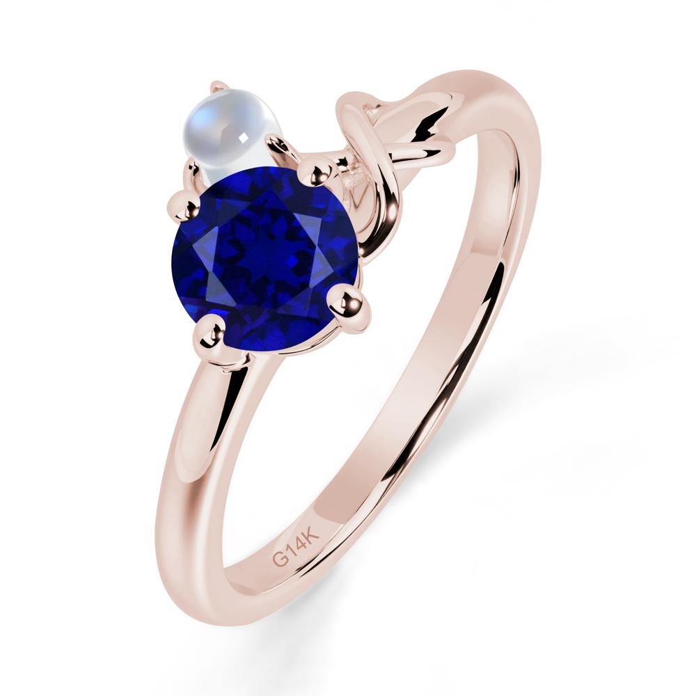 Sapphire and Moonstone Infinity Knot Ring - LUO Jewelry #metal_14k rose gold