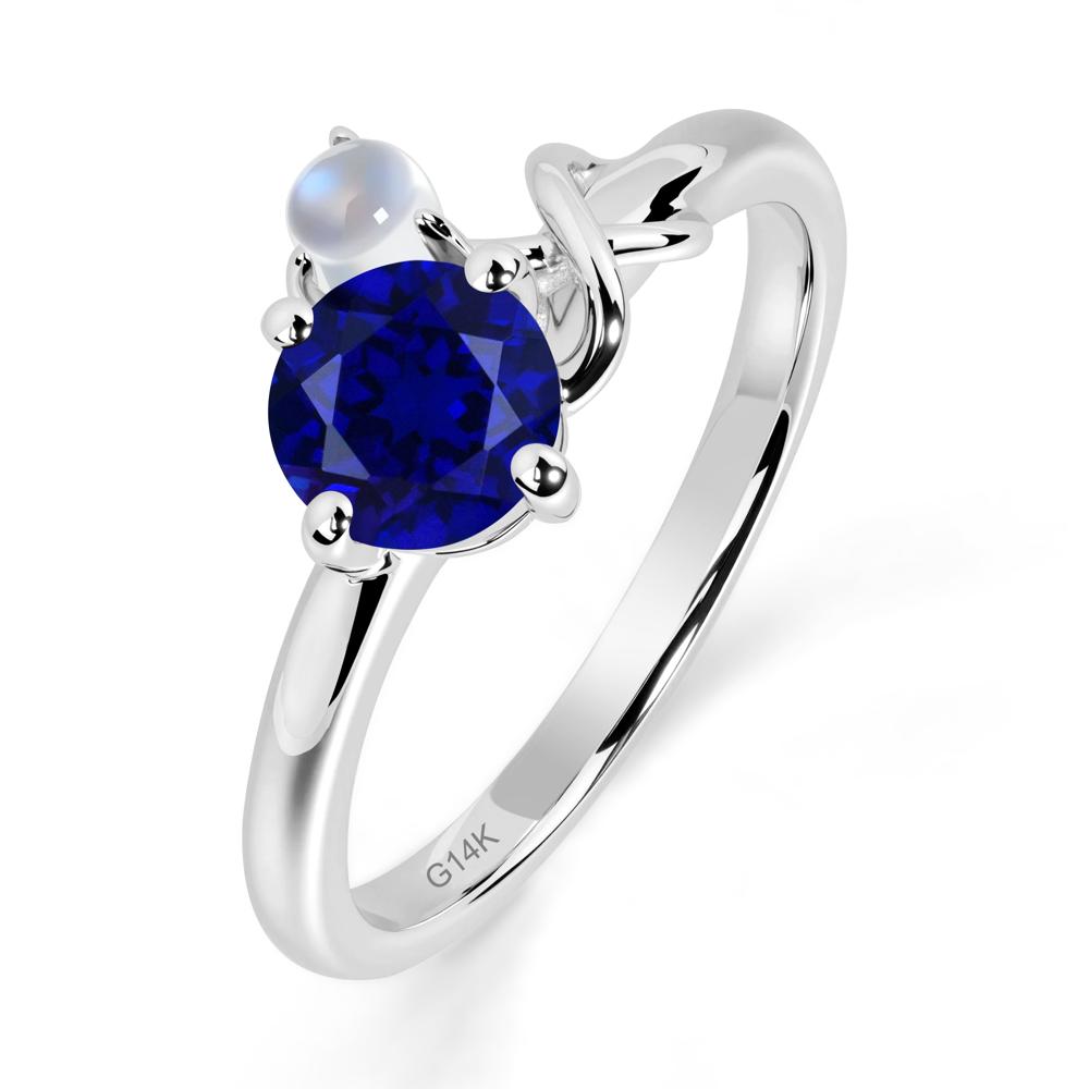 Sapphire and Moonstone Infinity Knot Ring - LUO Jewelry #metal_14k white gold