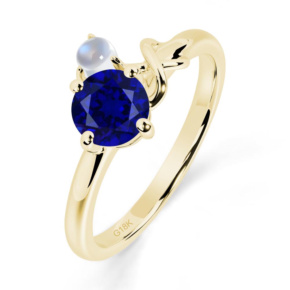 Sapphire and Moonstone Infinity Knot Ring - LUO Jewelry #metal_18k yellow gold