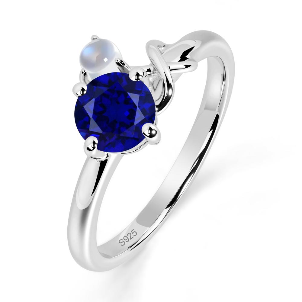 Sapphire and Moonstone Infinity Knot Ring - LUO Jewelry #metal_sterling silver
