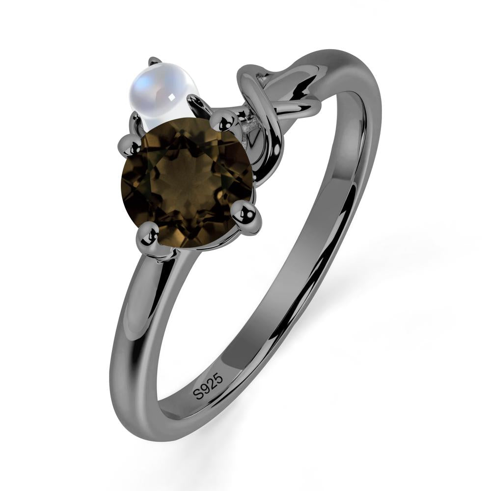 Petite Smoky Quartz Infinity Engagement Ring - LUO Jewelry #metal_black finish sterling silver